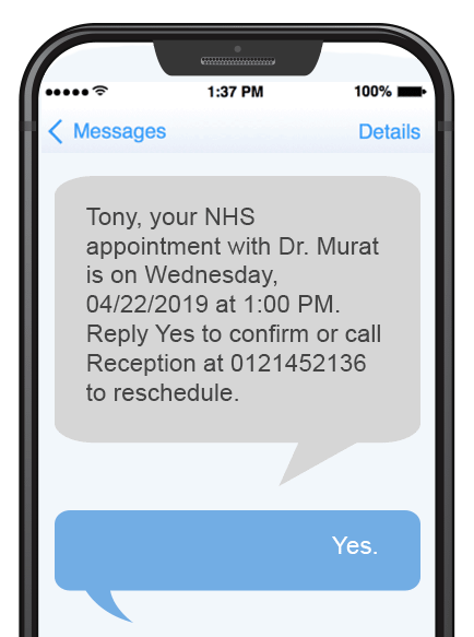 SMS and MMS message example