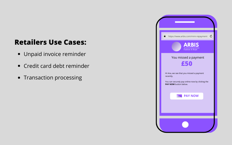 retail unpaid invoice text