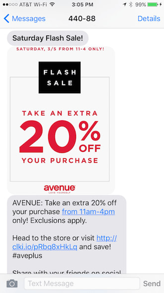 discount SMS message